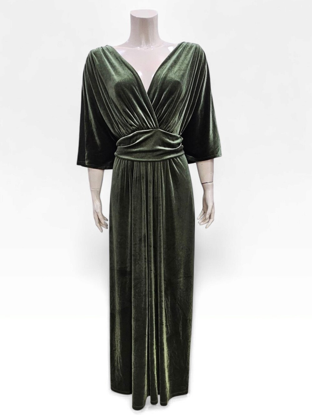 Nwt KIYONNA Verona Plus Size 3X Olive Green Velvet Evening Long Maxi Dress